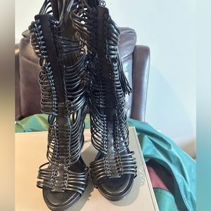 Pre owned BCBG Maxazria caged high heel sandals
